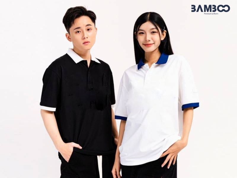 Kiểu bo cổ có màu sắc tương phản