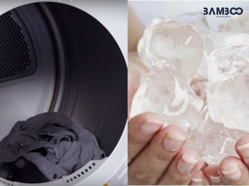 Cách làm phẳng áo bị nhăn bằng đá viên tạo hơi ẩm trong máy sấy