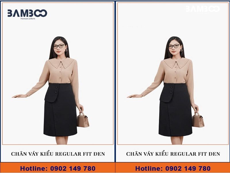 Chân váy công sở Regular Fit đen