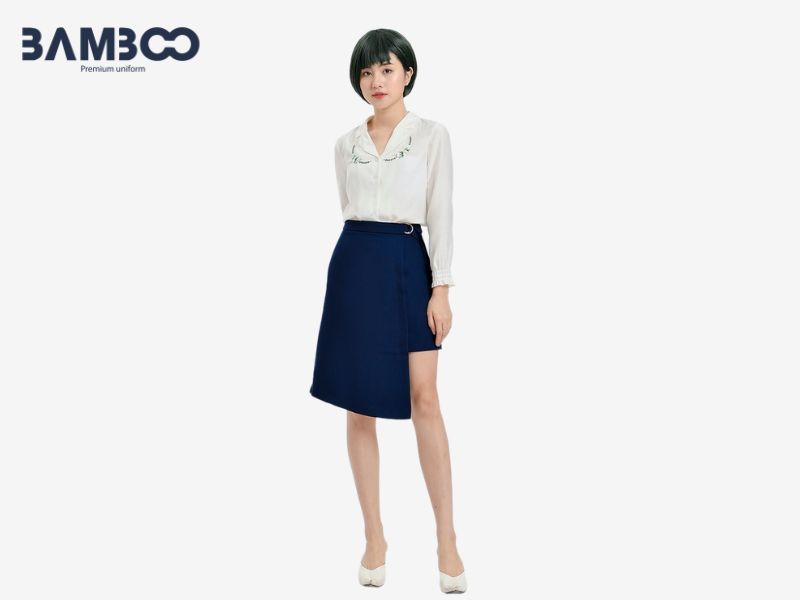 Chân váy xanh navy nữ tính, thanh lịch, phù hợp môi trường công sở
