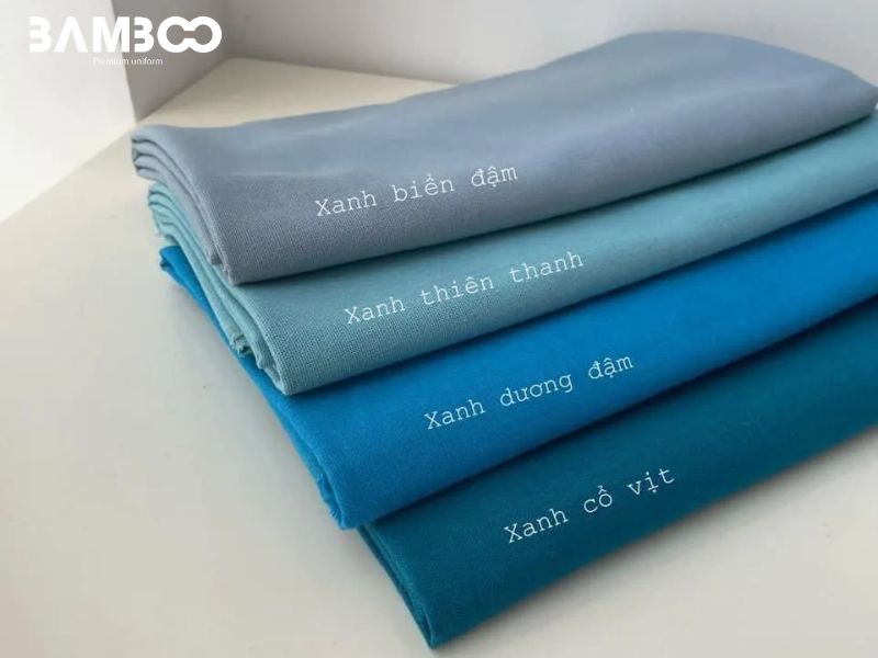 Chất liệu vải may đồng phục xanh dương