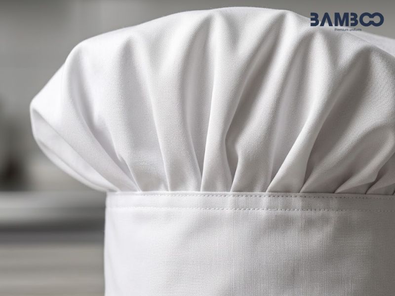 Vải kaki, tuýt si, kate và vải lưới giúp mũ bếp trắng bền đẹp, thoáng mát, đứng form