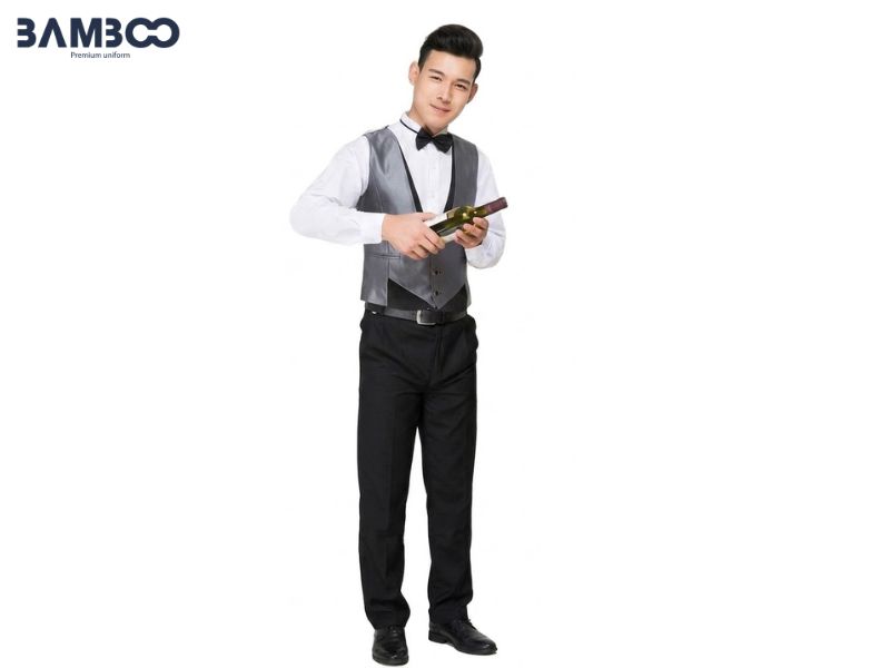 Giá may áo gile nhân viên phục vụ trắng xám được tối ưu theo ngân sách và nhu cầu thực tế của từng doanh nghiệp
