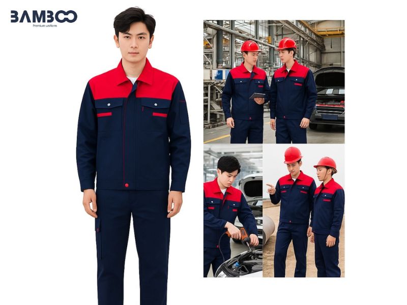 Chi phí may áo khoác bảo hộ lao động màu xanh đỏ tùy theo nhu cầu và quy mô đặt hàng của từng doanh nghiệp