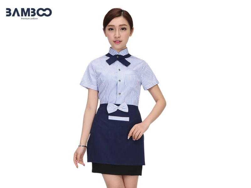 Chi phí may đồng phục nhân viên phục vụ nữ phụ thuộc vào nhiều yếu tố kỹ thuật và sản xuất quan trọng