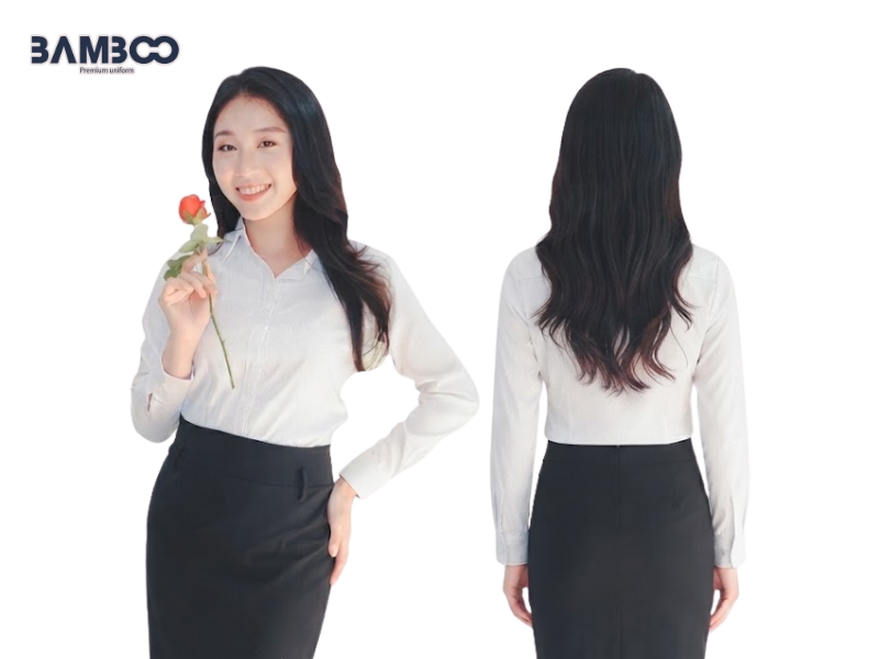 Chi phí may áo sơ mi nữ trắng sọc kẻ phụ thuộc vào vải, kiểu dáng, số lượng và yêu cầu hoàn thiện