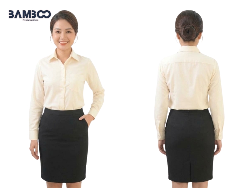 Chi phí may sơ mi công sở nam vàng nhạt phụ thuộc vào chất liệu, số lượng, kiểu dáng và logo