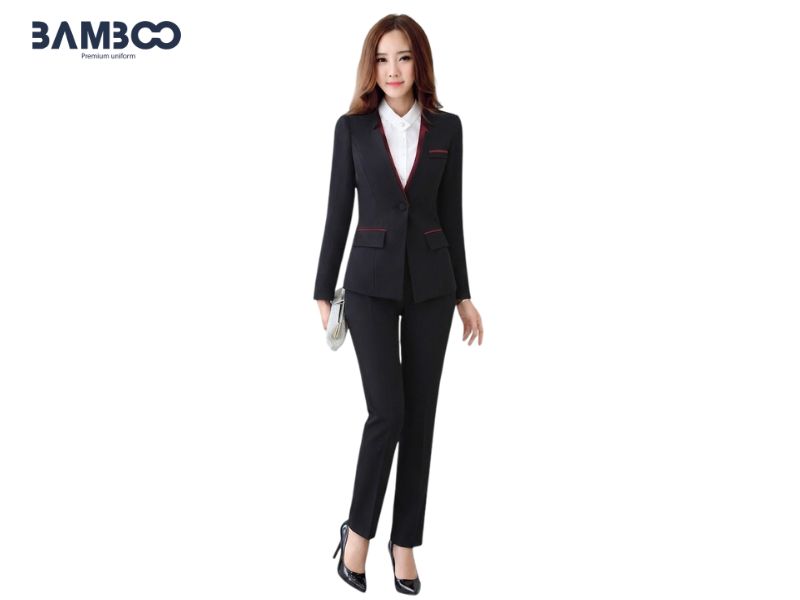 Chi phí may vest nữ đen phối đỏ linh hoạt theo chất liệu, số lượng, yêu cầu