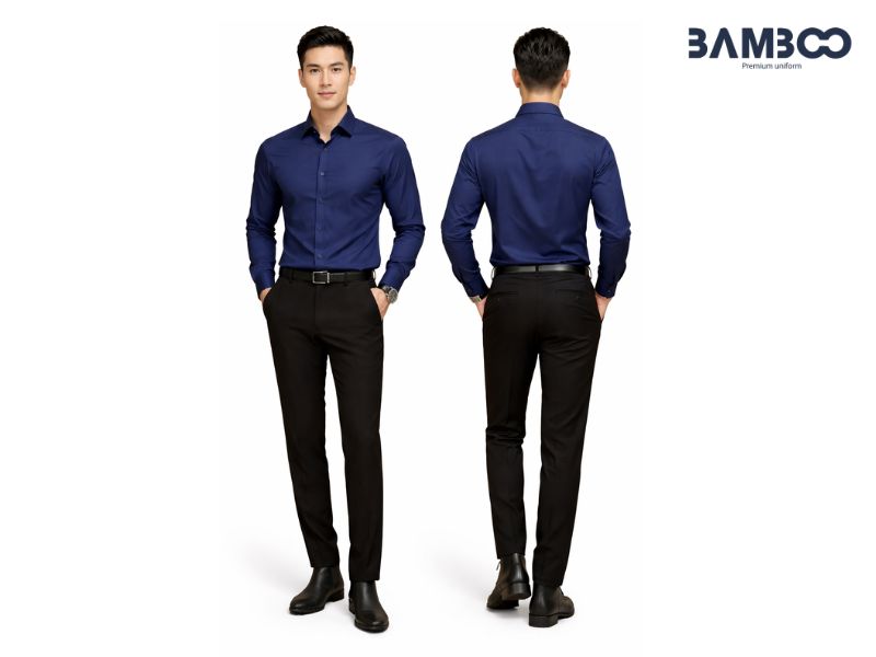 Chi phí may quần tây nam đồng phục đen dao động 200.000–600.000đ, tùy vải, số lượng và chi tiết