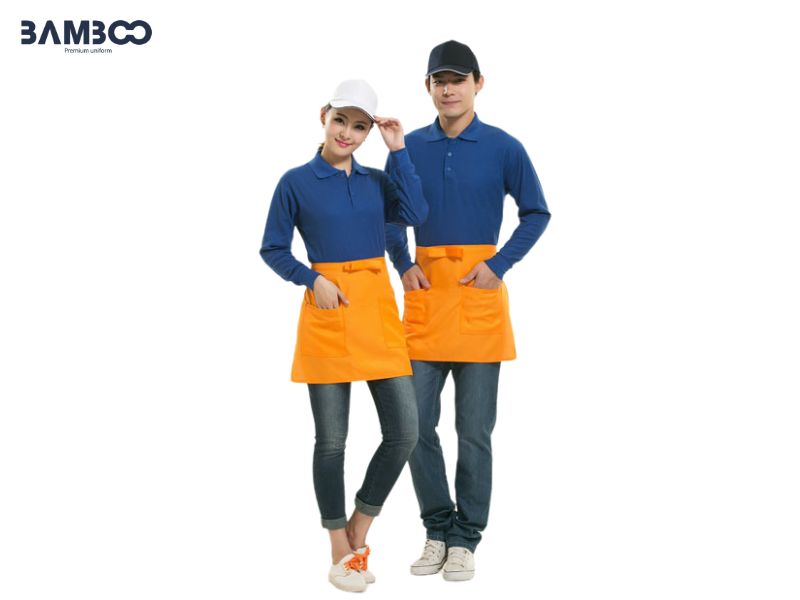 Chi phí may tạp dề đồng phục yếm dài xanh đen dáng ngắn cam được tính toán linh hoạt dựa trên nhiều yếu tố