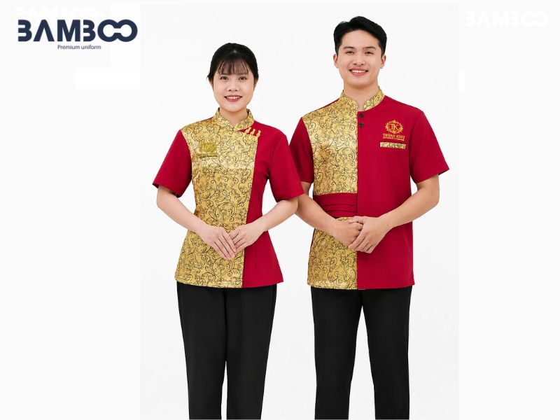 Đồng phục nhà hàng Thái thiết kế tinh tế, màu sắc trầm ấm, đậm bản sắc văn hóa