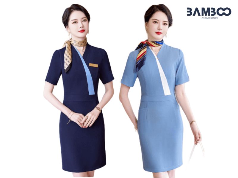 Đầm liền công sở sắc xanh lam quý phái