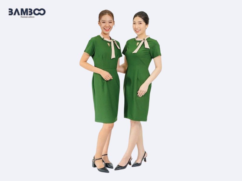 Bamboo Uniform may đồng phục xanh lá theo yêu cầu, chuẩn chất lượng, giá tốt 