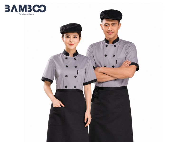 Áo bếp tím nhạt thoáng mát, bền bỉ và chuẩn form
