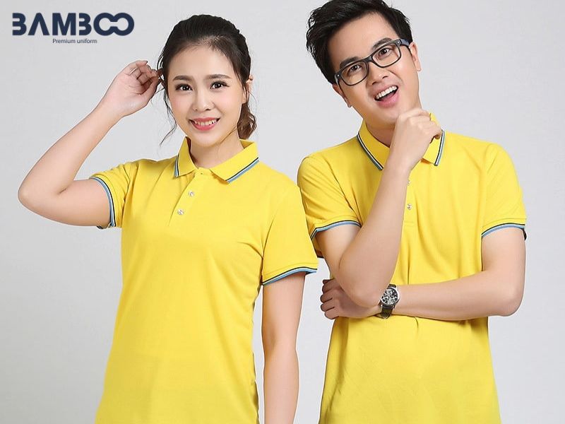 Đồng phục áo thun cổ trụ màu vàng
