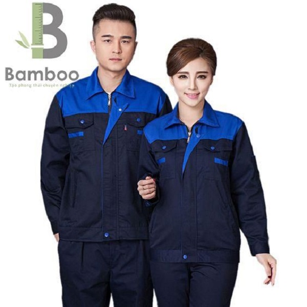 đồng phục bảo hộ lao động - đen phối xanh 