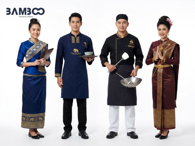 Đồng phục nhà hàng Thái phong cách truyền thống, giàu bản sắc văn hóa