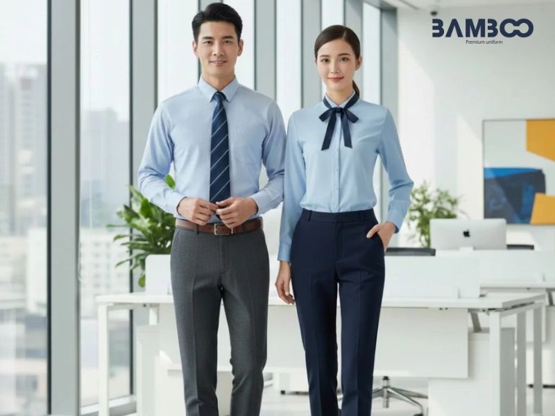 Đồng phục nhân viên chăm sóc khách hàng tinh tế và gọn gàng