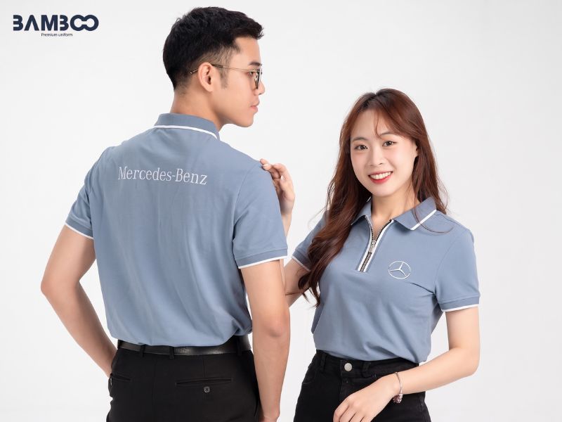 Áo polo Mercedes thiết kế gọn gàng, thoải mái, phối logo tinh tế