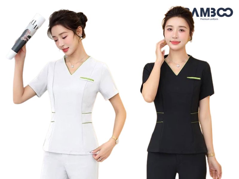 Thiết kế cổ tim phối viền nổi bật