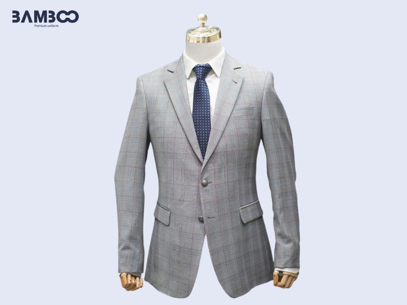 Mẫu đồng phục vest nam caro xám nhạt phong cách lịch lãm, hiện đại