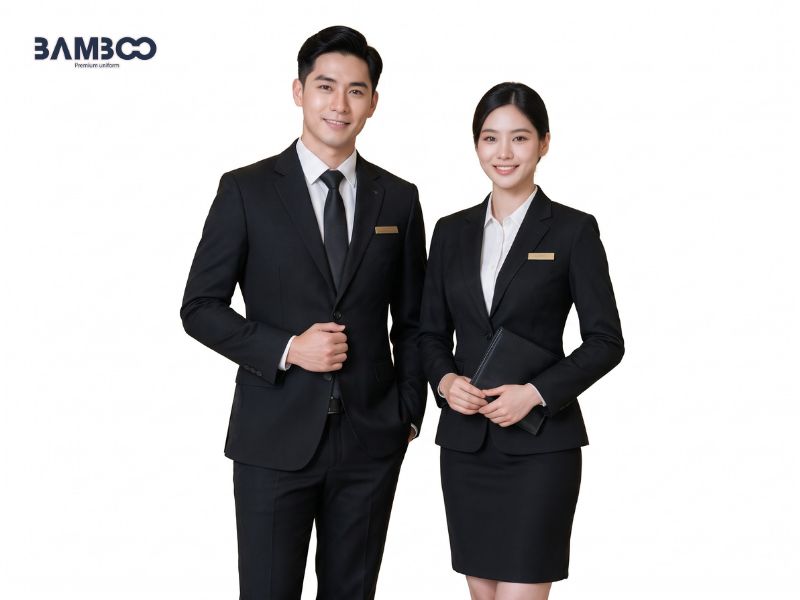 Thiết kế đồng phục vest công ty tài chính cần hài hòa trang phục, phụ kiện, logo và kiểu dáng