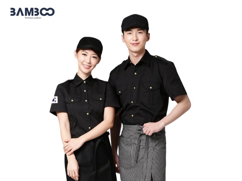 Chất liệu may đồng phục nhà hàng Hàn Quốc phù hợp với từng vị trí, bền đẹp, thoáng mát 