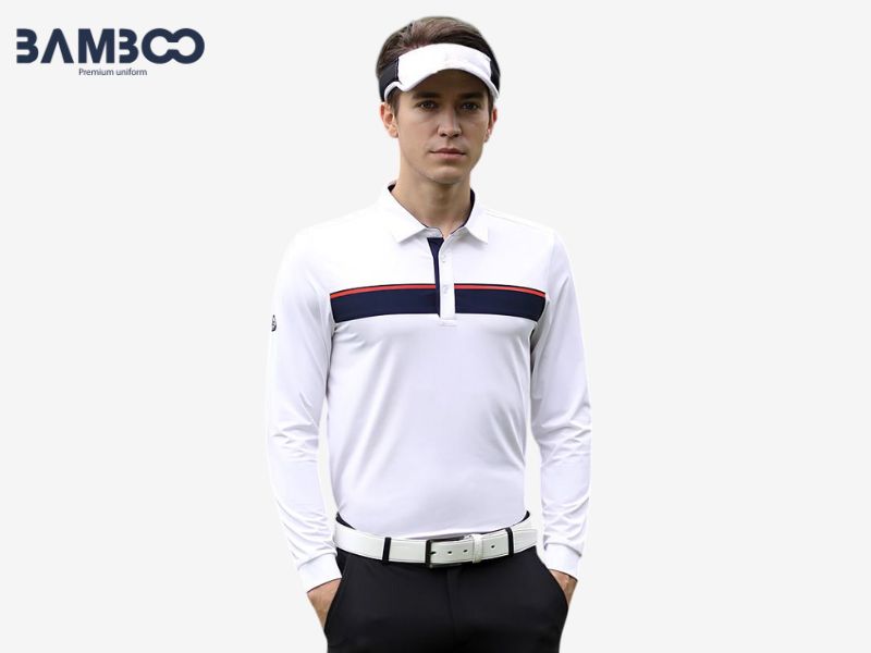Khi may áo golf dài tay cần chọn vải co giãn, thoáng khí, màu sắc sang trọng và form áo vừa vặn, linh hoạt khi vận động