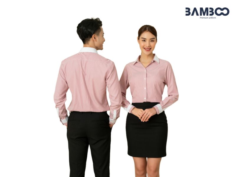 May áo sơ mi đồng phục nên đánh giá chi tiết đường kim mũi chỉ, đặc tính chất liệu vải và form dáng thực tế