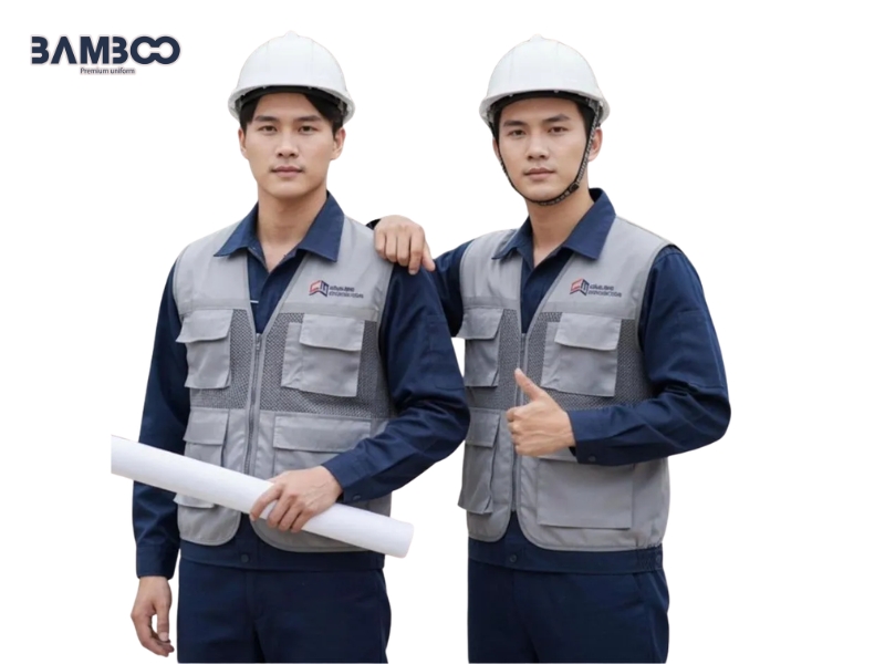 May đồng phục xây dựng cần chú trọng công năng, chất liệu, màu sắc, độ bền, phản quang và nhận diện thương hiệu