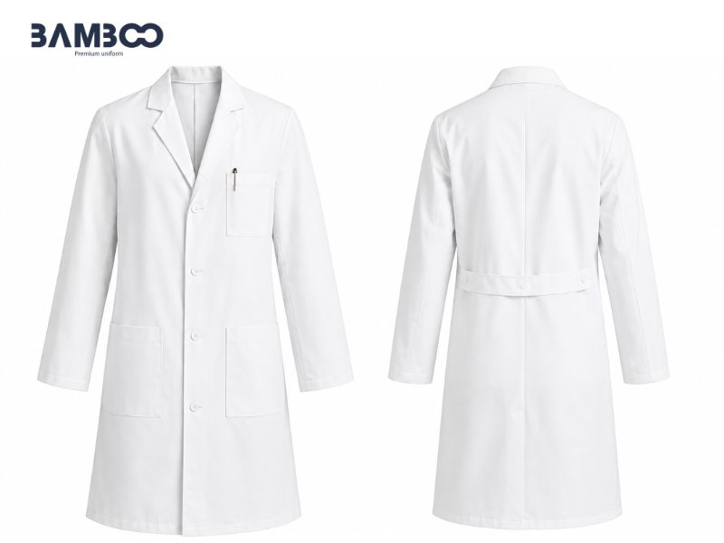 Áo blouse bác sĩ trắng 04 may từ vải cao cấp, bền đẹp, thoáng mát, đứng form