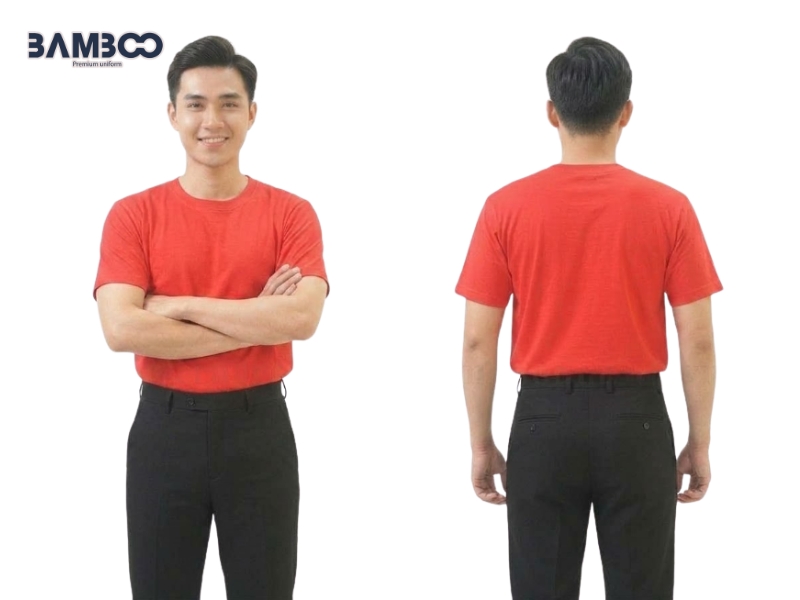 May đồng phục áo thun cổ tròn màu đỏ cần chú ý sắc độ, chất liệu, form áo và kỹ thuật in