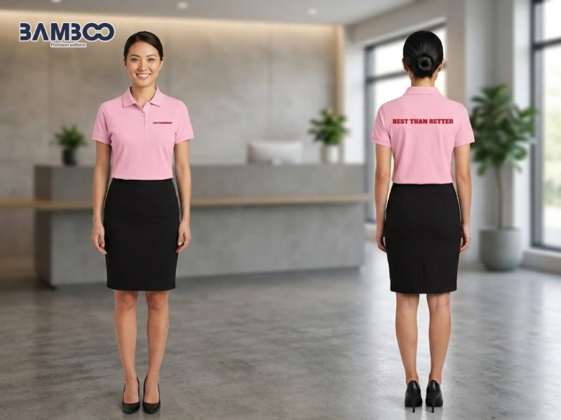 Lưu ý màu sắc, chất vải, form dáng và logo khi may áo đồng phục công sở hồng