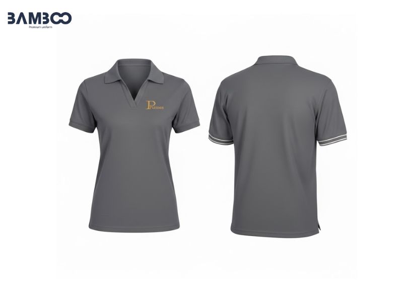 May áo thun công sở xám cần chọn vải bền màu, form chuẩn và logo nổi bật thương hiệu