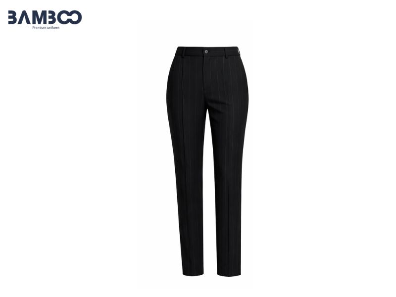 May quần tây nữ kẻ sọc cần khớp sọc chuẩn, vải co giãn tốt, form gọn đẹp