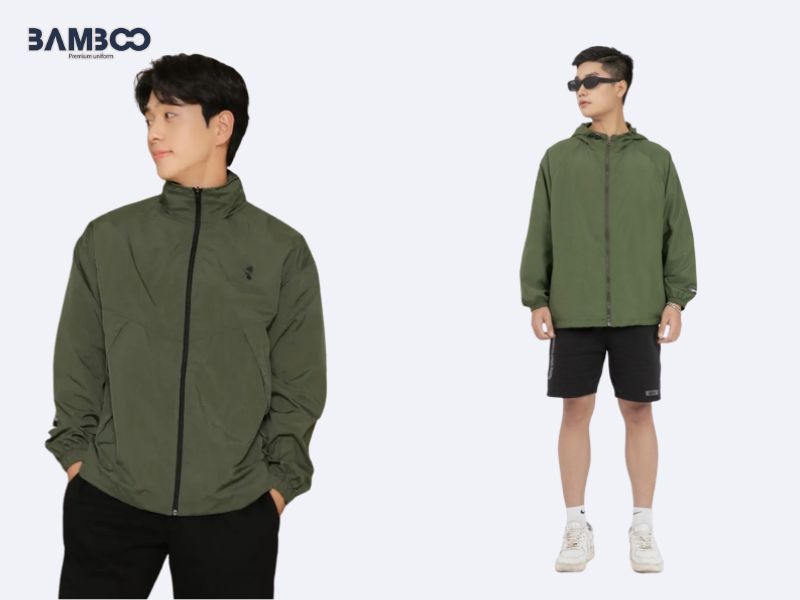 Mẫu áo khoác đồng phục xanh rêu
