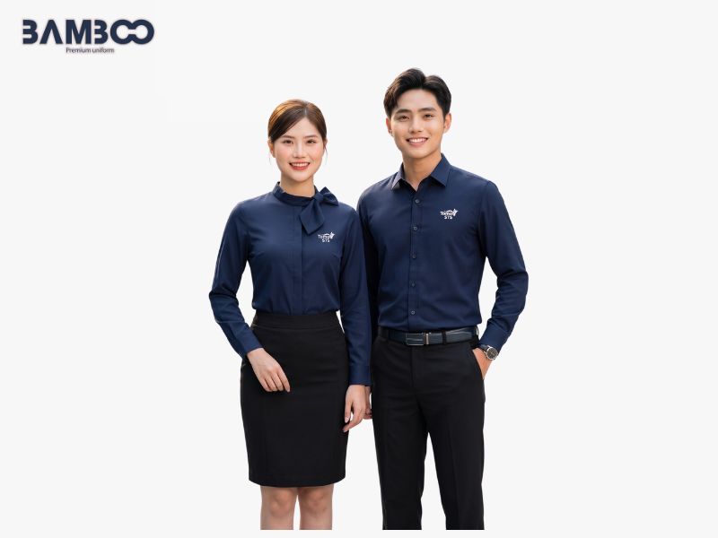 Sơ mi đồng phục công ty tiếng Trung thanh lịch, ít nhăn, thêu logo tinh tế&nbsp;