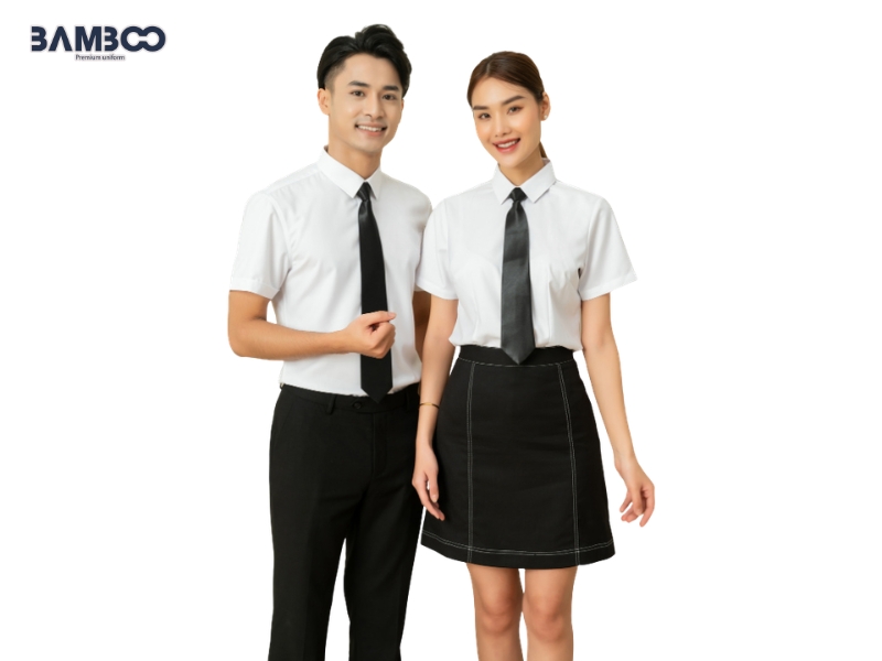 Sơ mi trắng ngắn tay thanh lịch, thoáng mát, dễ phối đồ, phù hợp làm đồng phục