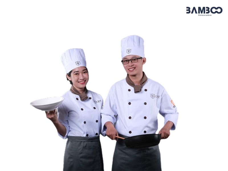 May đồng phục đầu bếp nhà hàng chay sạch sẽ, thoải mái