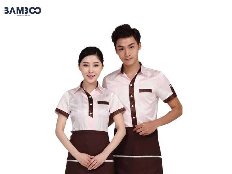 May đồng phục phục vụ nhà hàng chay gọn gàng, tinh tế