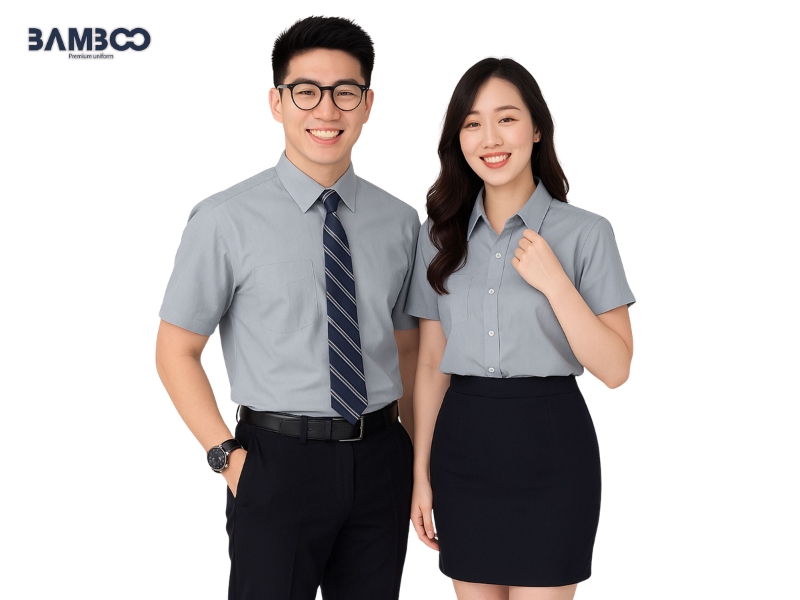 Bamboo Uniform may sơ mi công sở ngắn tay theo yêu cầu, đẹp, bền, đồng bộ