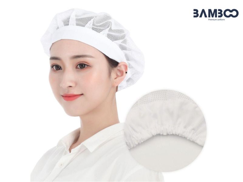 Mũ lưới trắng phù hợp bếp công nghiệp, buffet, tiệm bánh, fast food, lẩu nướng 
