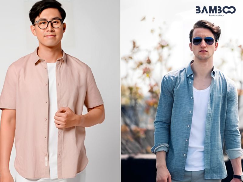 Nguyên tắc phối sơ mi với áo thun nam gồm màu sắc hài hòa, họa tiết tinh tế, tránh rối mắt