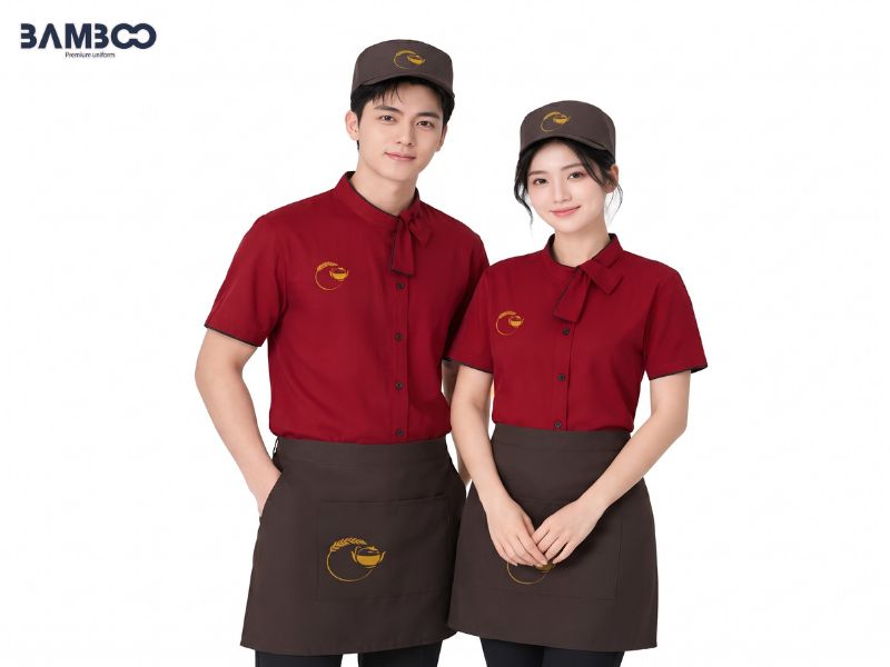 Khi may đồng phục quán nướng cần chú ý chất liệu, kiểu dáng, màu sắc, độ bền và logo nhận diện