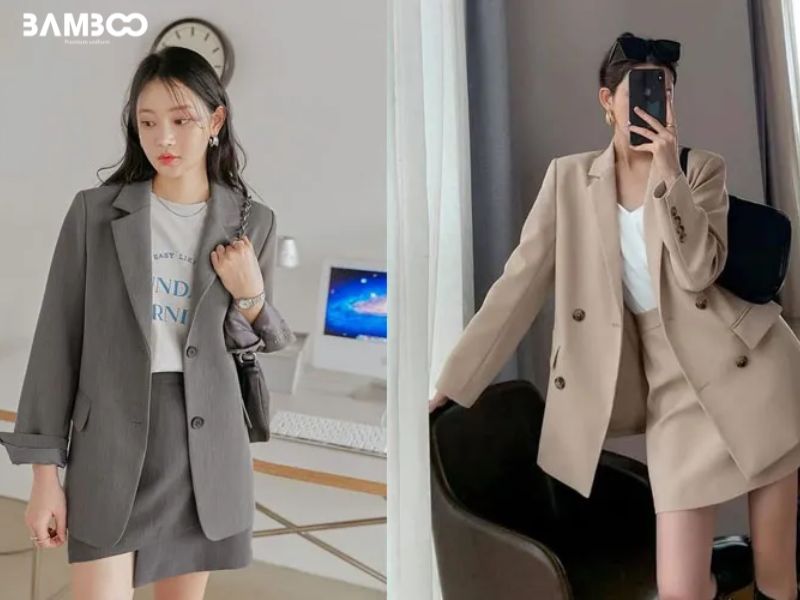 Phối đồ style công sở Hàn Quốc với áo blazer