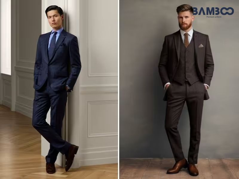 Kết hợp sơ mi với vest và giày tây góp phần hoàn thiện sự sang trọng