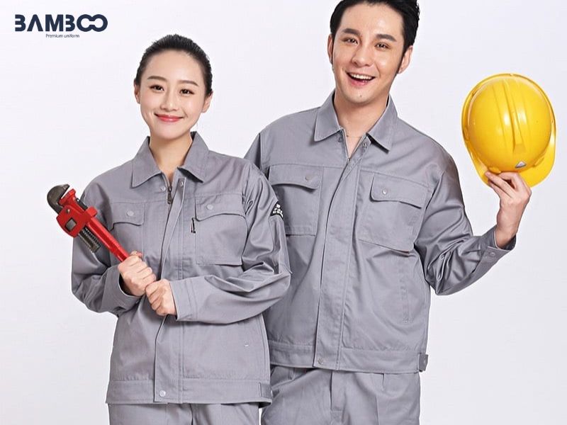 Quần áo bảo hộ nhân viên màu xám bạc