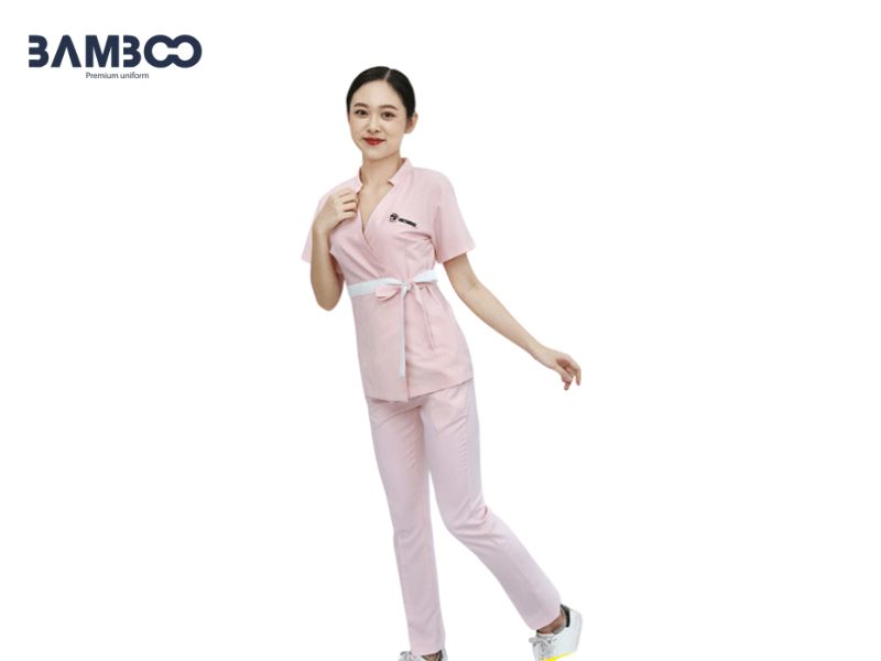 Đồng phục spa màu hồng thoải mái, linh hoạt