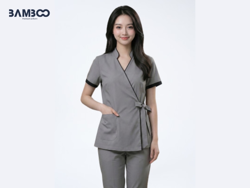 Quần áo đồng phục spa màu xám rời