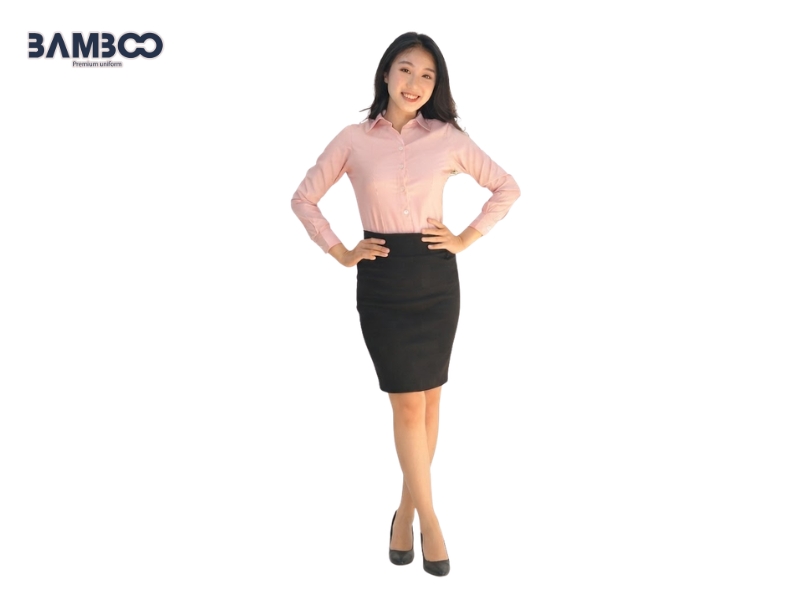 Quy trình may áo sơ mi nữ hồng phấn được triển khai qua từng bước rõ ràng, chuyên nghiệp